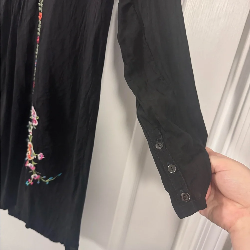 Johnny Was Black Mini Dress with Floral Embroidery - Picture 5 of 11